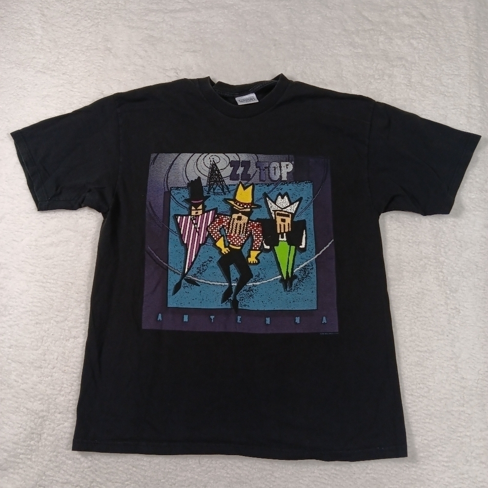 Vintage 90s Nice Man Shirt Mens XL Black ZZ Top Antenna World Tour Southern Rock